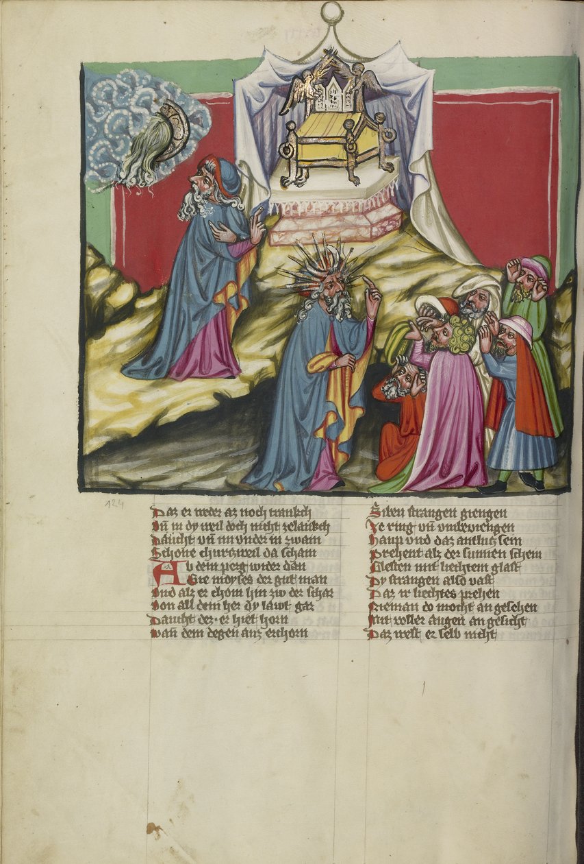 Mózes és a frigyláda Weltchronik Ms 33 fol.89v, 1400-1410 körül (tempera, arany és ezüst festék, tinta pergamenre) alkotó: German School