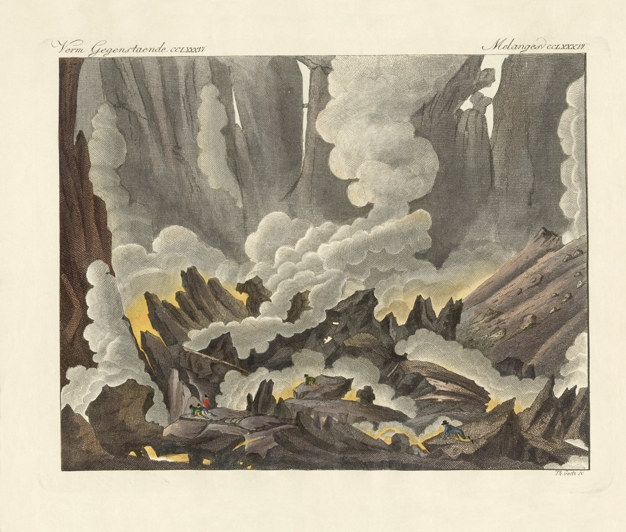 Szicíliai Etna (színes metszet) alkotó: German School
