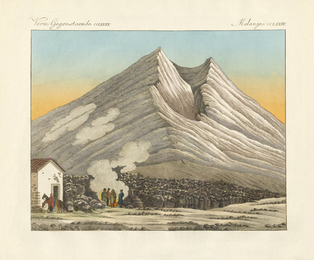 Szicíliai Etna (színes metszet) alkotó: German School