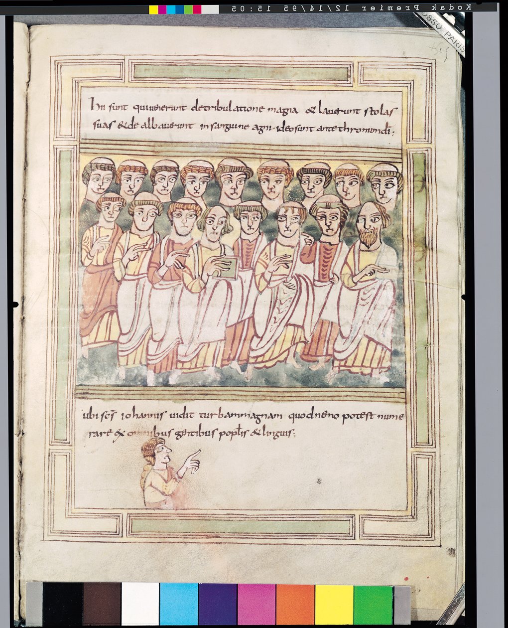 Ms 99 fol.15v tizenhét férfiból álló csoport, a Valenciennes-i Apocalypse-ből alkotó: German School