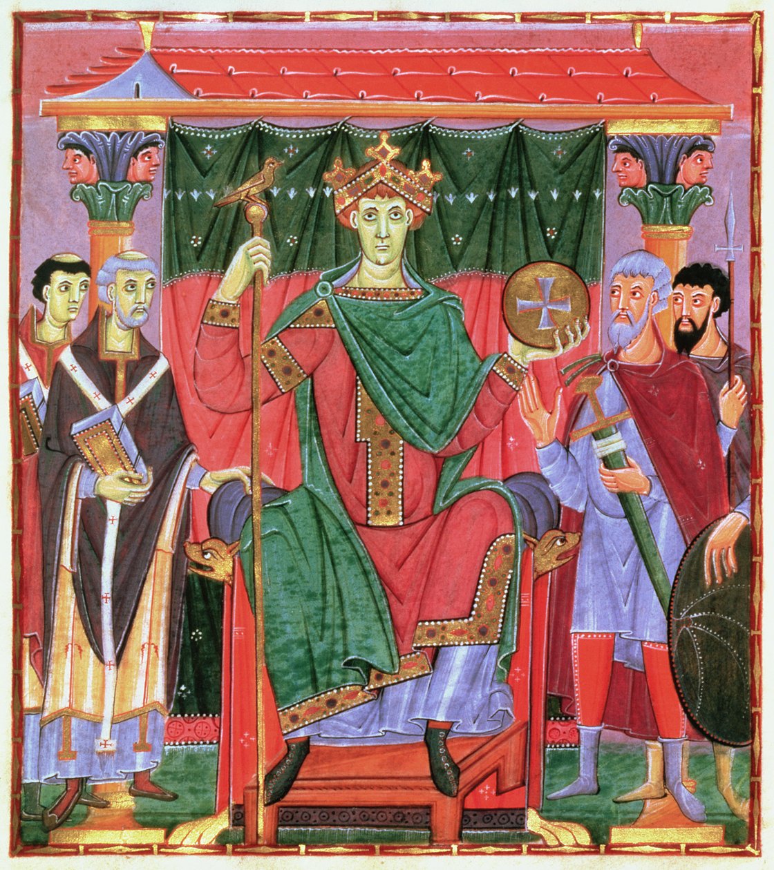 Ms. Cim.4453 f.42r III. Ottó Szent-római császár trónoló (980-1002), 998 körül alkotó: German School