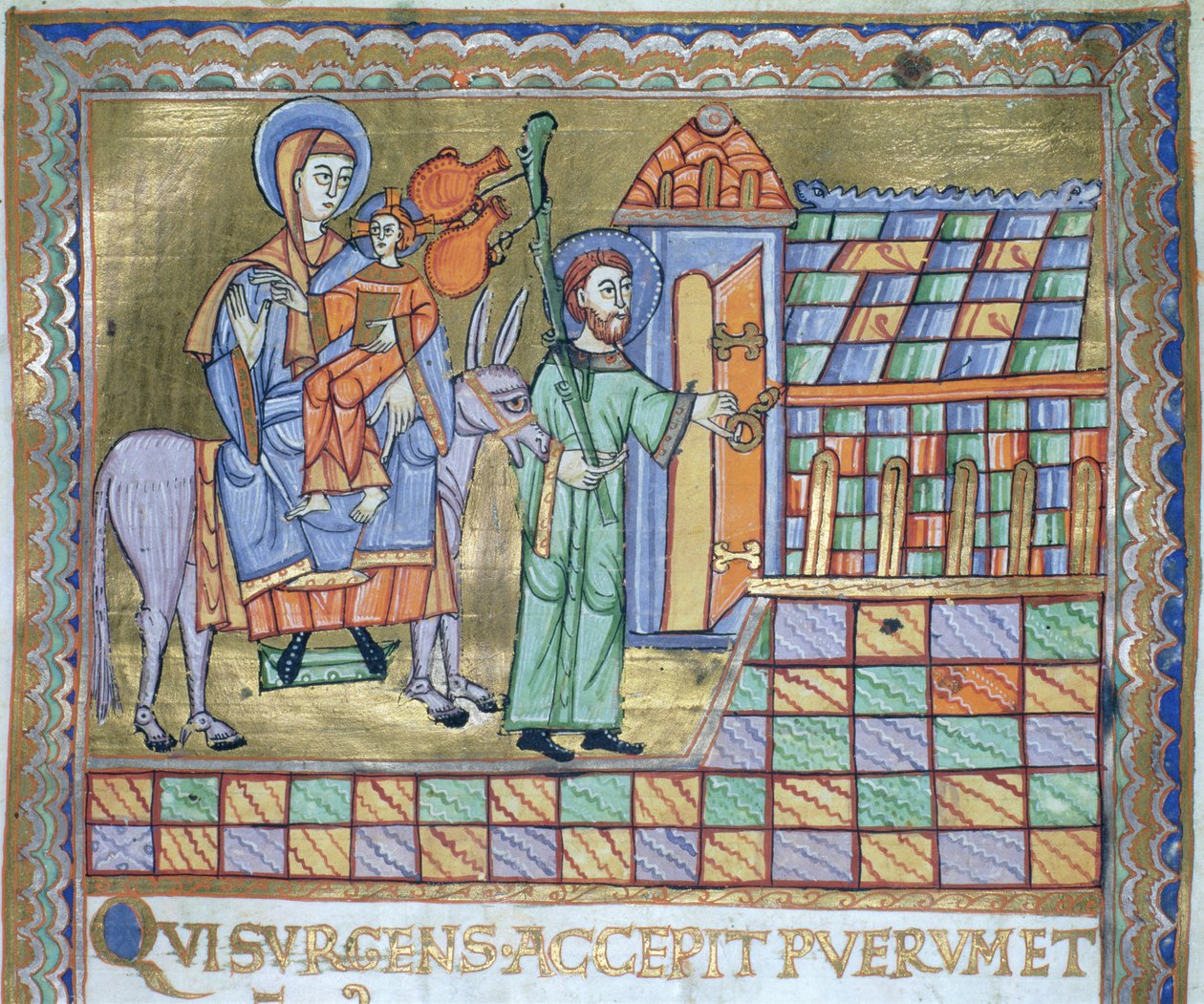 Czart asszony. 1207 IV, fol.6r A repülés Egyiptomba, a Plocki Katedrális Evangeliariumából, 1075 körül alkotó: German School