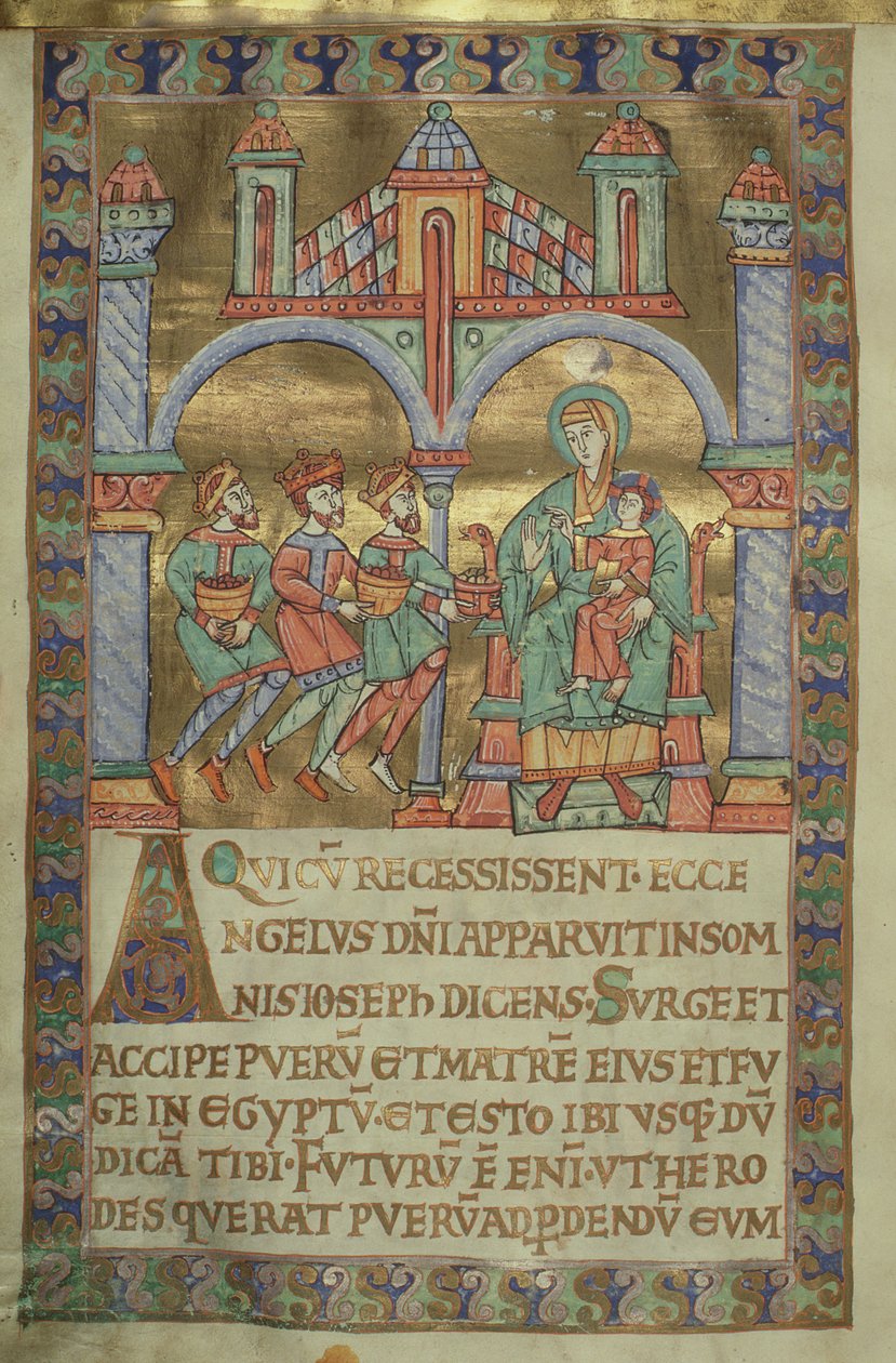 Czart asszony. 1207, IV, fol.V kontra Mágusok imádása, The Evangeliarium of Plock Cathedral, 1075 körül alkotó: German School