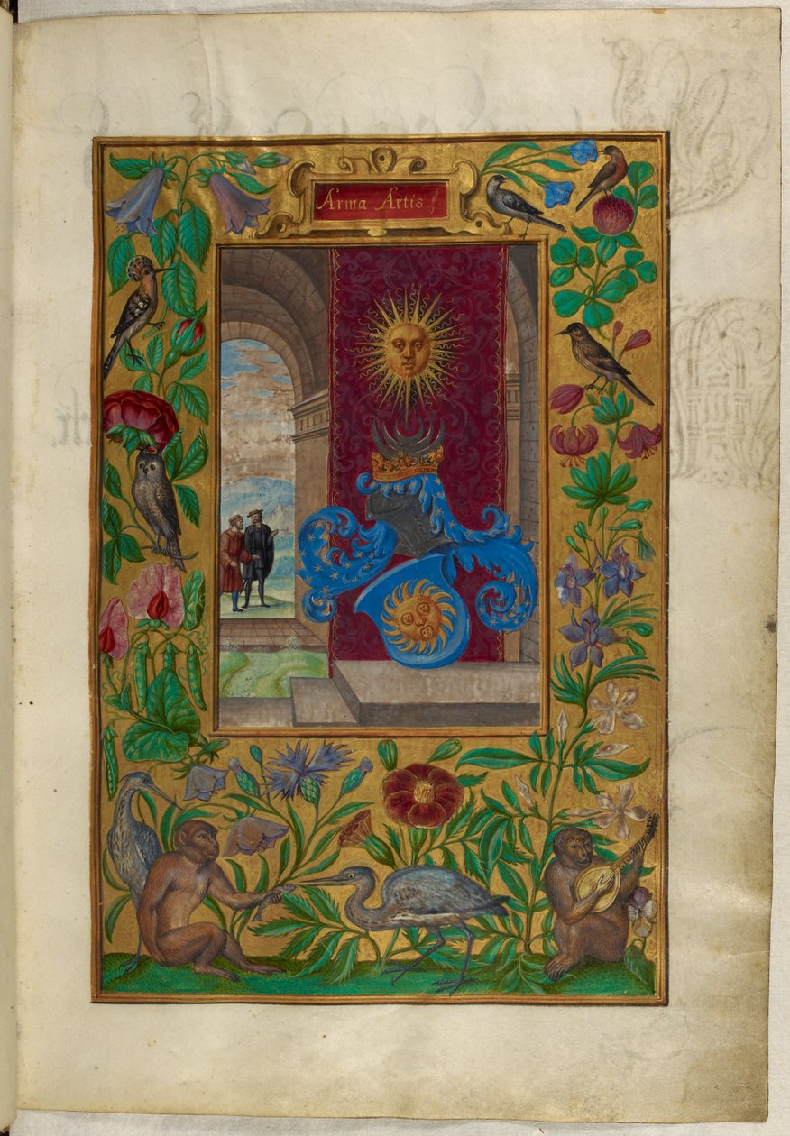 Ms Harley 3469, f.2 Two Golden Suns, Salomon Trismosin „Splendor Solis” című művéből alkotó: German School