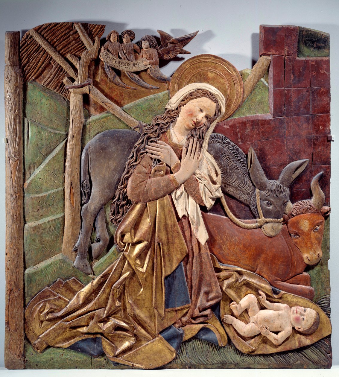 Nativita Dombormű az oltárkép belső oldalán a német iskola polikróm fából. 1510 Dim. 1,12x1,11 m Párizs, Musee du Louvre alkotó: German School