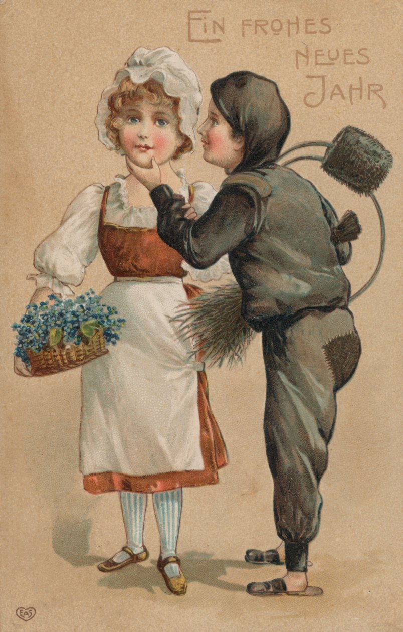 Újévi üdvözlőlap (színes litográfia) alkotó: German School