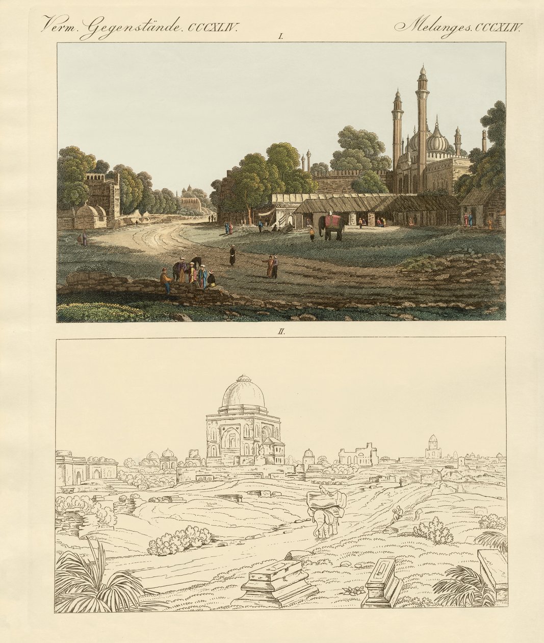 Új és régi Delhi (színes metszet) alkotó: German School