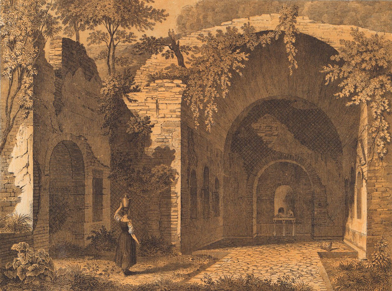 Egeria Nymphaeum, Róma (színes litográfia) alkotó: German School