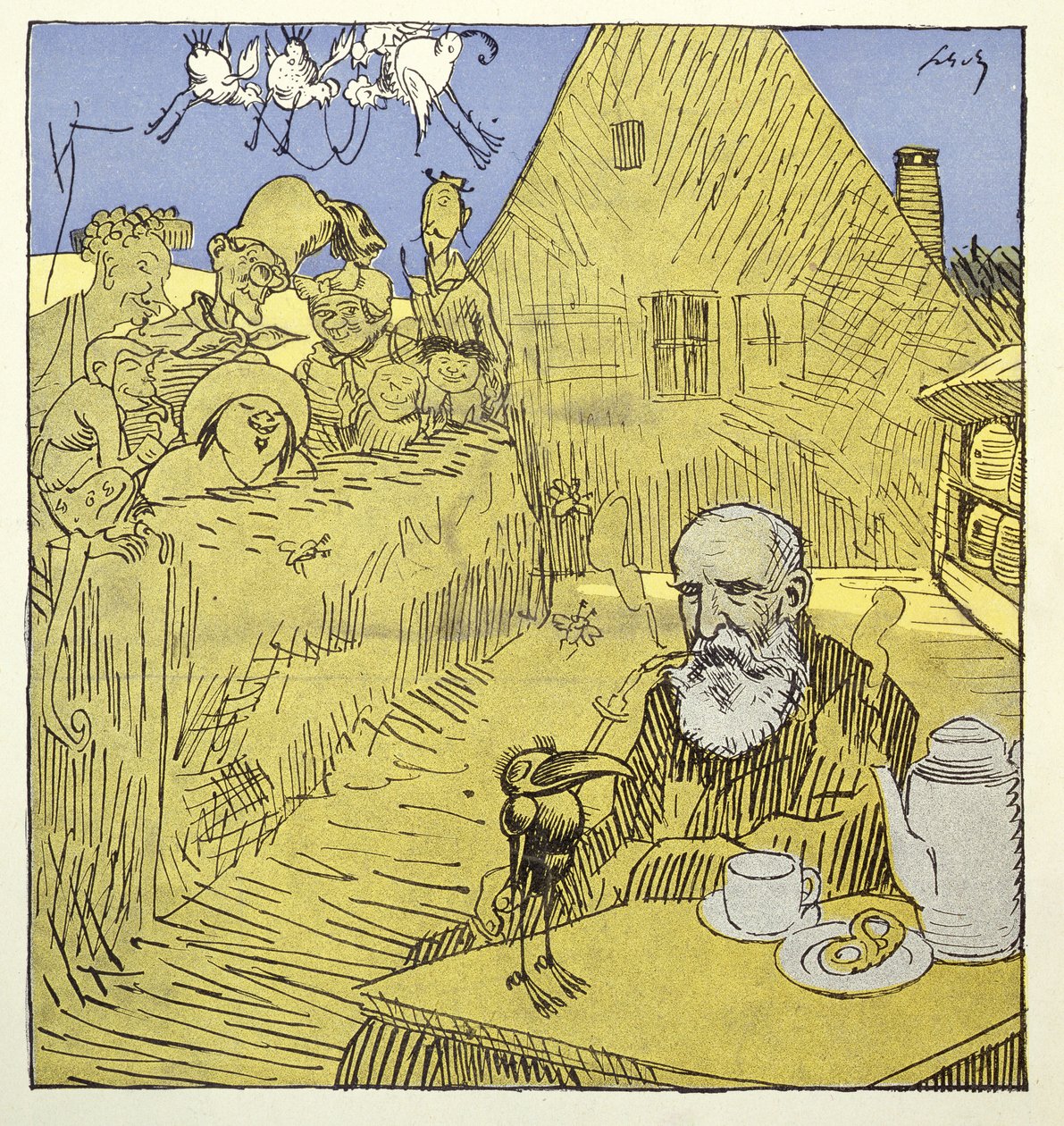 Wilhelm Busch (1832-1908) halotti portréja a Simplicissimus folyóiratból 1908 januárjában alkotó: German School