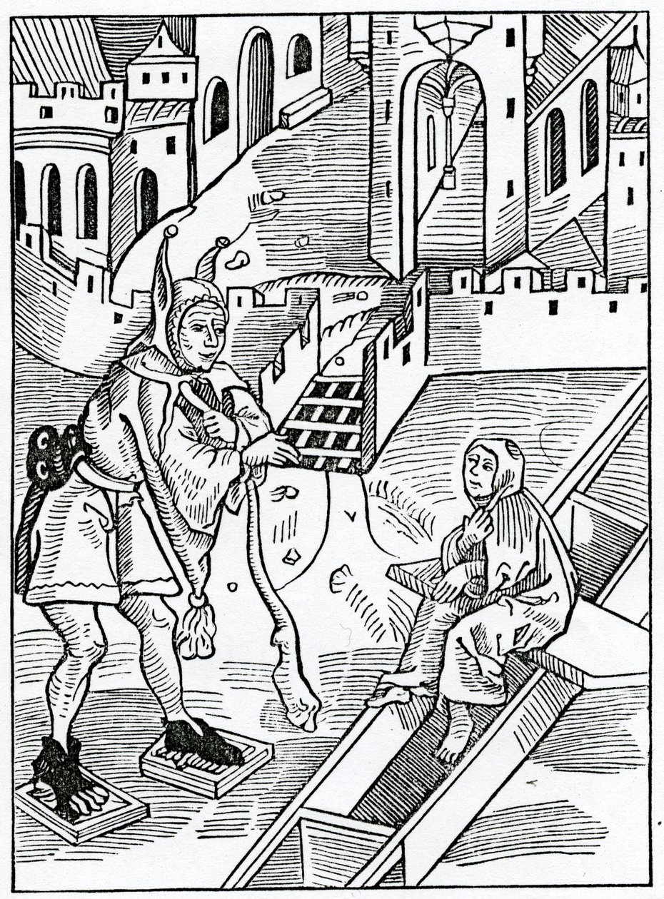 A Szentírás megvetése vagy megvetése, illusztráció Alexander Barclay „A bolondok hajója” angol fordításából, egy 1874-ben megjelent kiadásból alkotó: German School