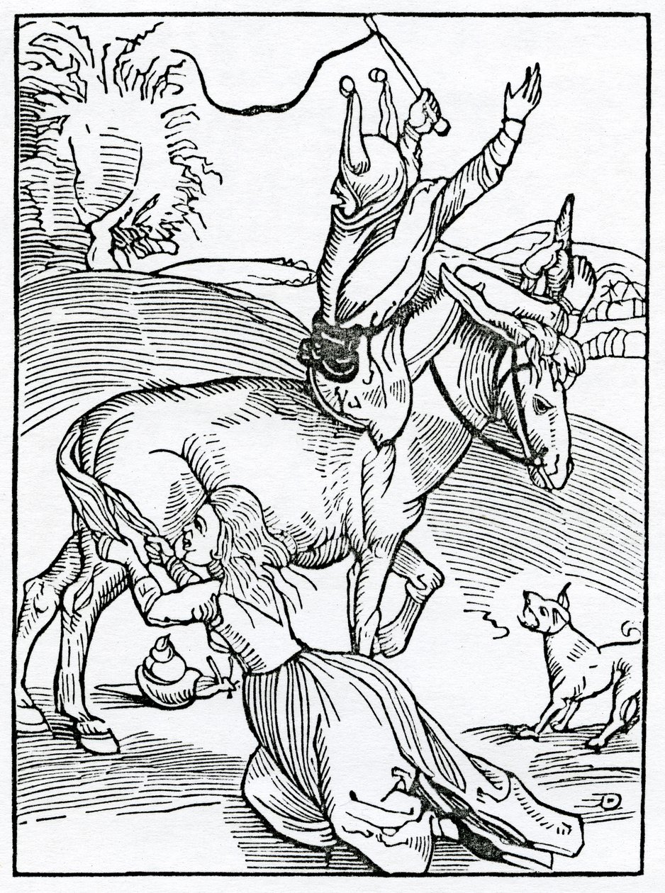 Nagy haragú, apró alkalmakkor készült események, illusztráció Alexander Barclay „A bolondok hajója” angol fordításából, egy 1874-ben megjelent kiadásból alkotó: German School