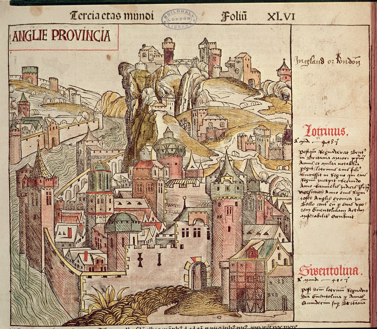 Régi London, a Nürnbergi Krónikából, Hartmann Schedel (1440-1514) 1493 alkotó: German School