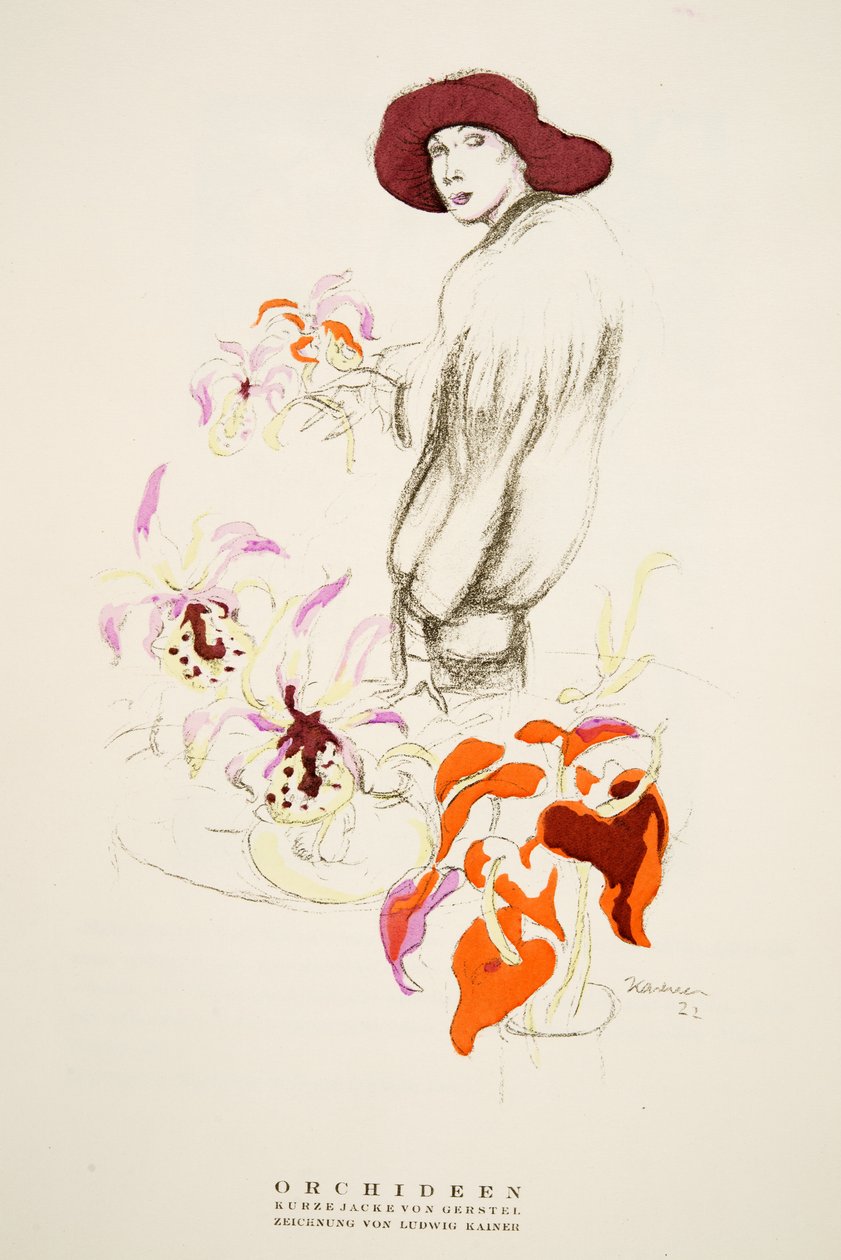 Orchideen, Short Jacket Gersteltől, Styl, pub. 1922 (pochoir print) alkotó: German School