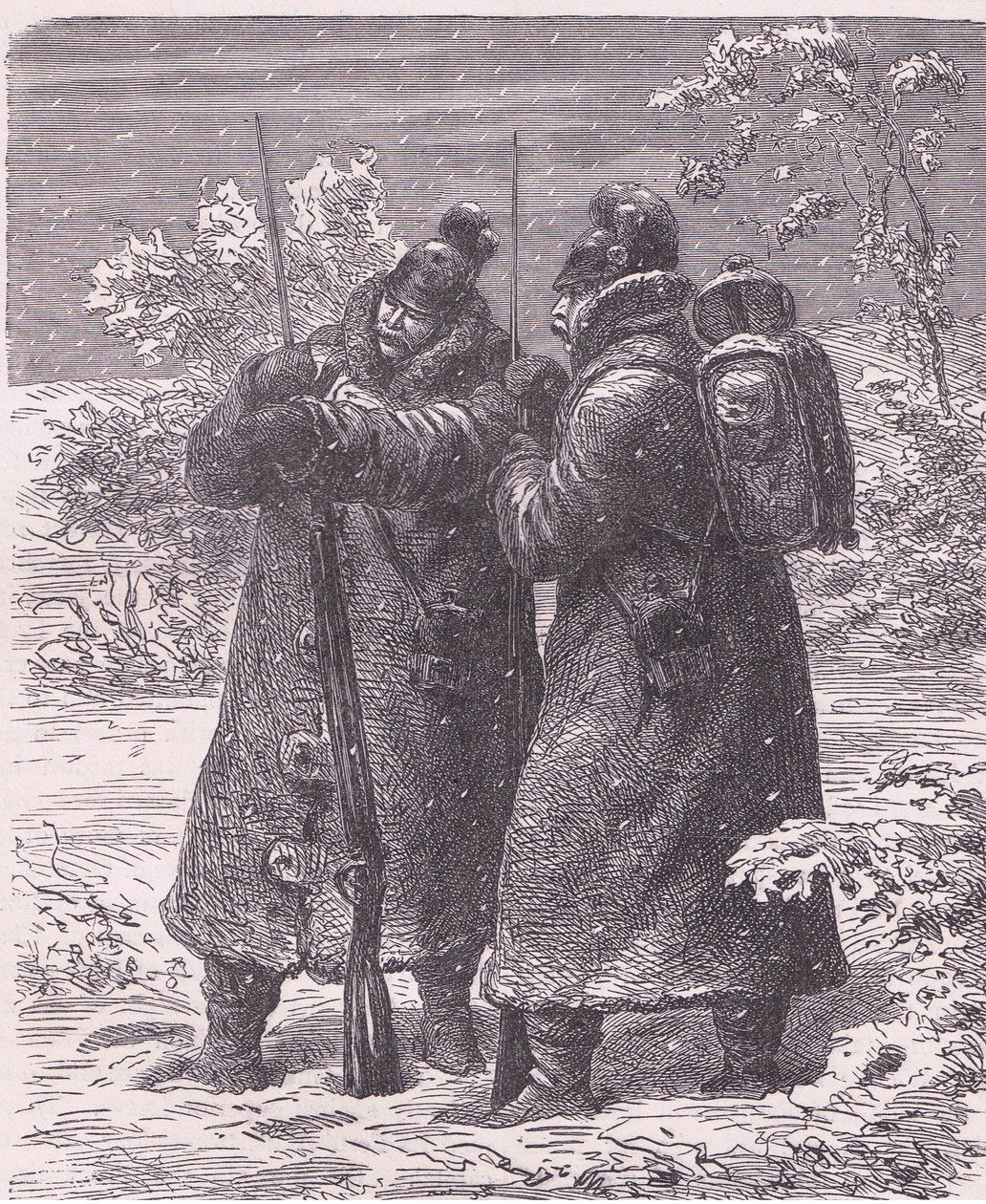 Előőrs a hóban, Cassells History of the War Franciaország és Németország között, kiadó: Cassell and Company Limited, 1890 körül (litho) alkotó: German School