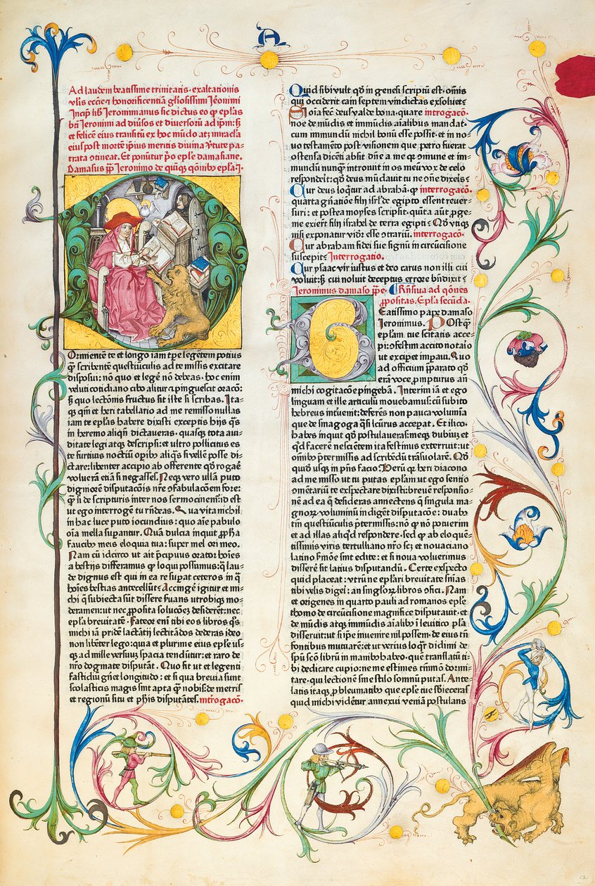 Oldal az Epistolae Hieronymusból, Szent Jeromos leveleiből és traktátusaiból, szerkesztette Adrianus Brielis alkotó: German School