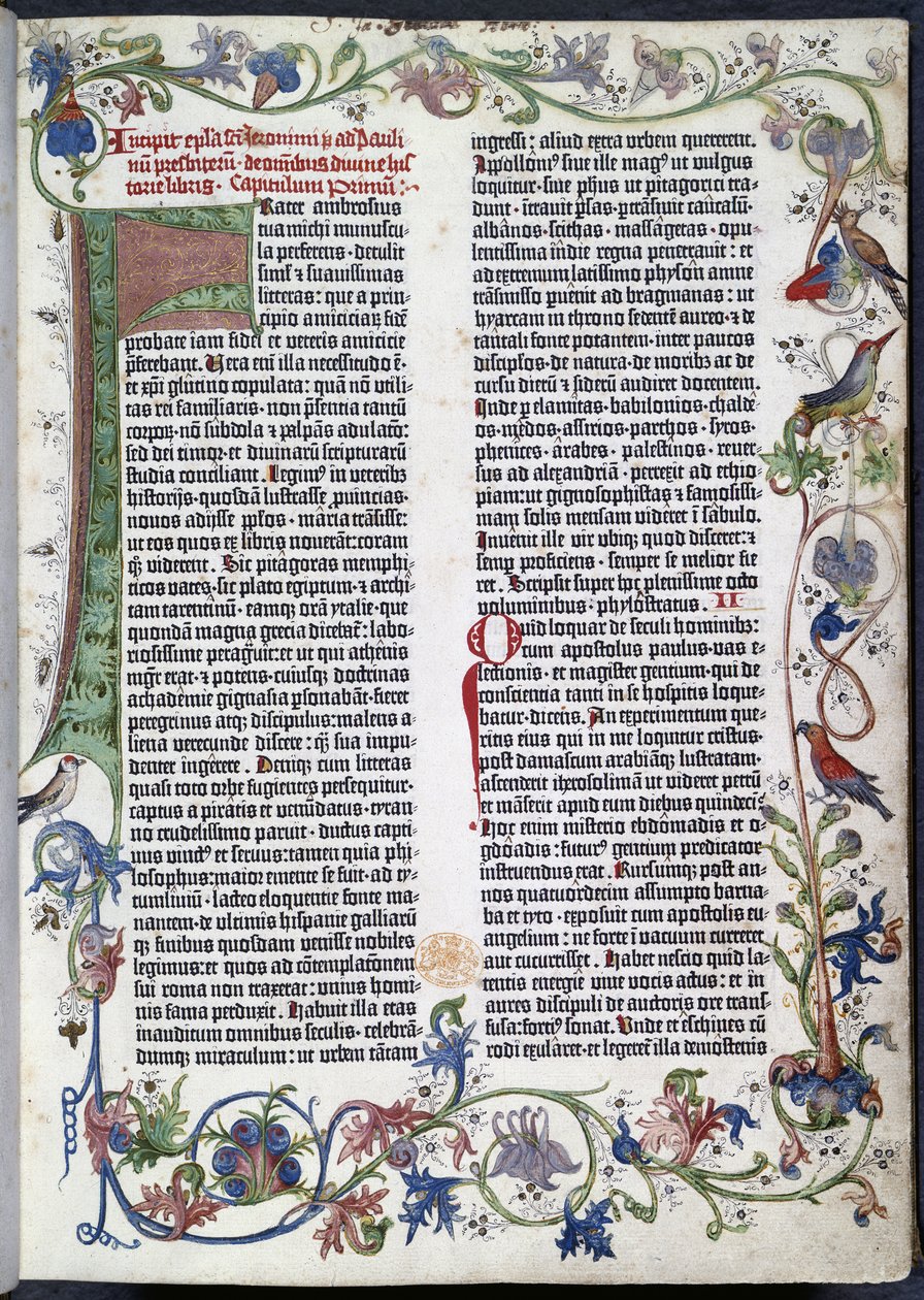 Oldal a Gutenberg Bibliából, Erfurt megvilágítással alkotó: German School