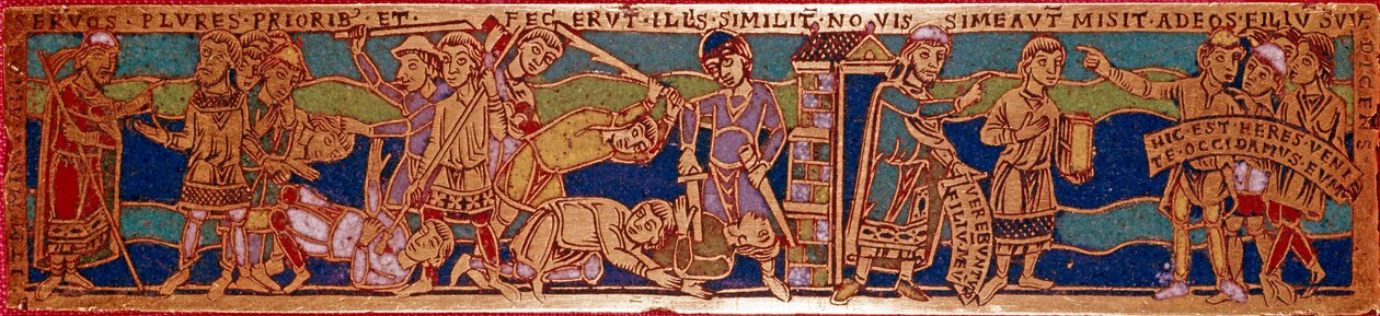 Példabeszéd a szőlő munkásairól vagy a tizenegyedik óra munkásairól. Zománclemez rézre. Rhenane iskola. 12. század. Firenze, Nazionale Museo del Bargello alkotó: German School
