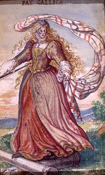Pax Gallica, a francia béke megszemélyesítője, 1640 körül (gouache, pergamen) alkotó: German School