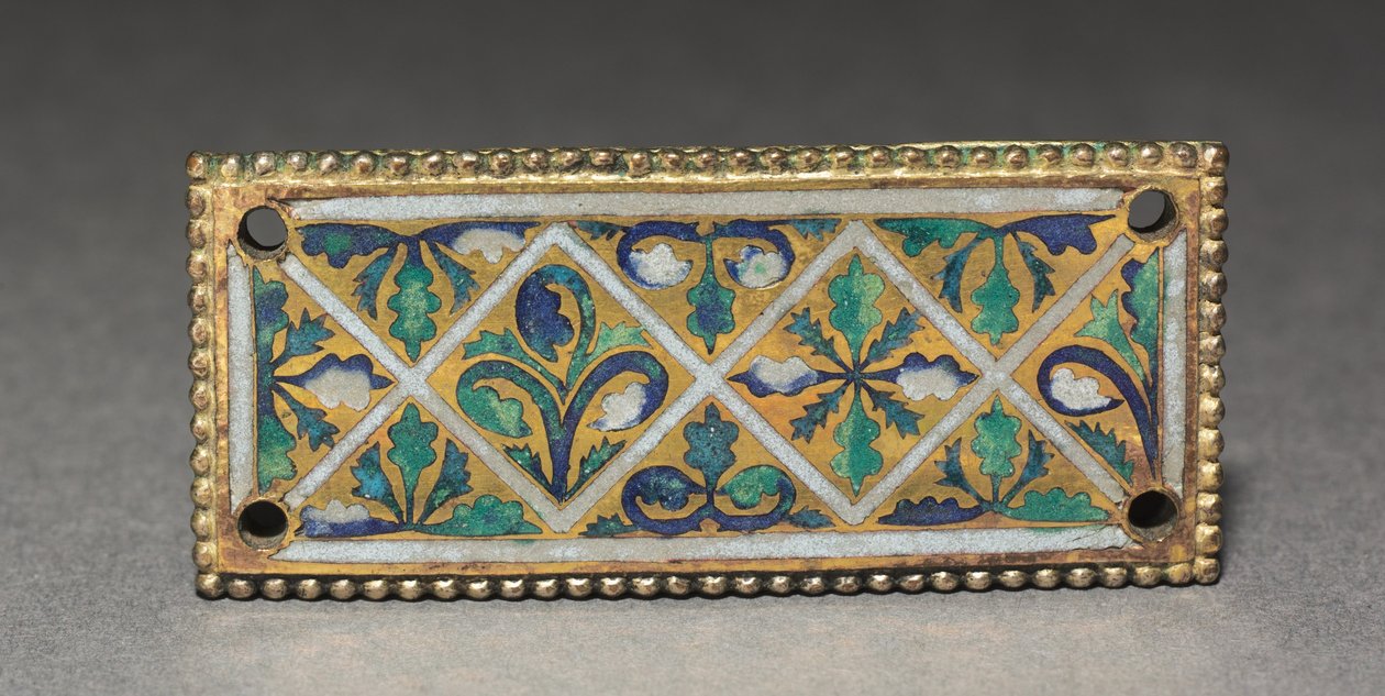 Emléktábla egy ereklyetartó kegyhelyről, 1170 körül (aranyozott réz, champlevé és cloisonné zománc) alkotó: German School
