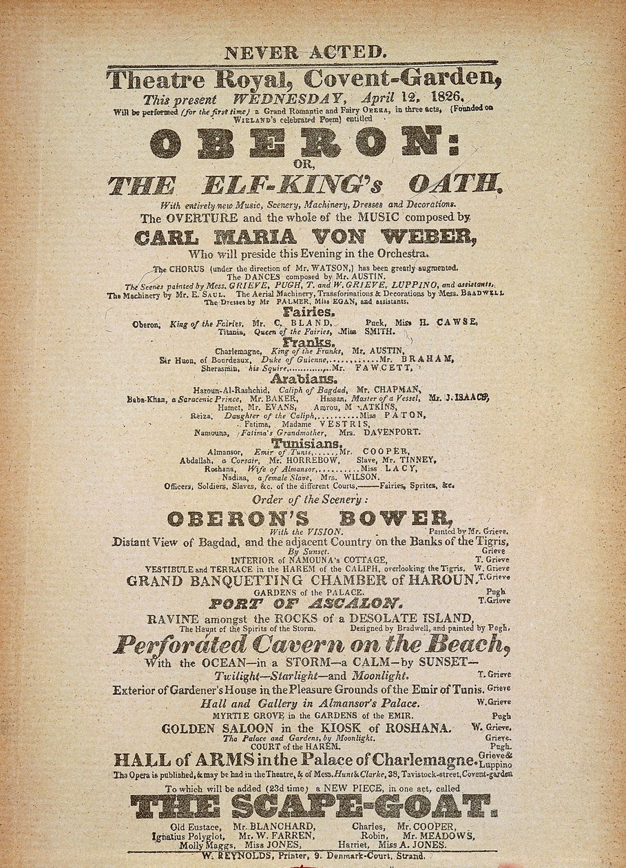 Carl Maria von Weber „Oberon” első előadásának bemutatója a londoni Convent Gardenben, április 12-én alkotó: German School