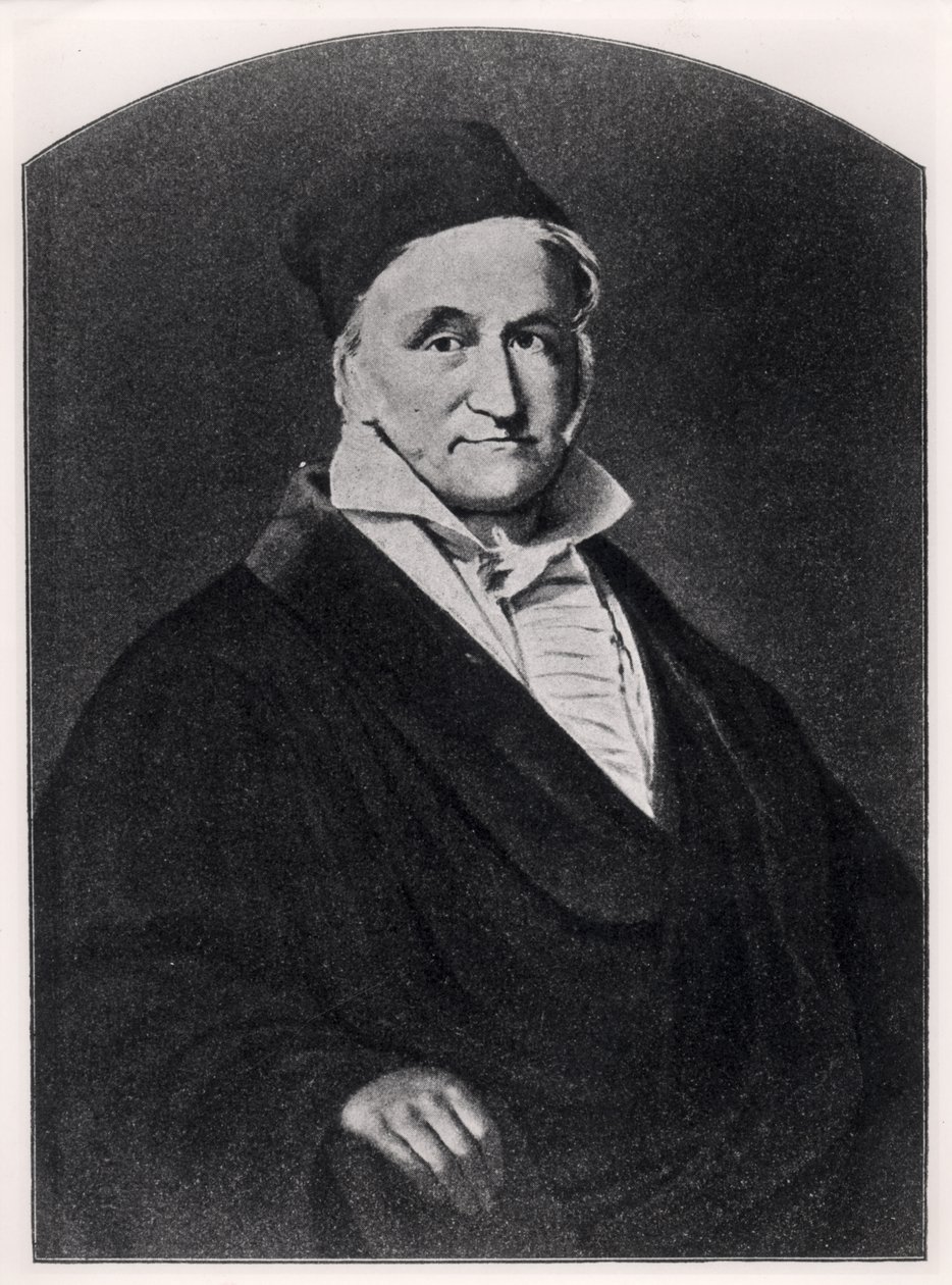 Carl Friedrich Gauss (1777-1855) portréja a stuttgarti Metzler által kiadott Handbuch der Vermessungskunde-ból, 1895 alkotó: German School