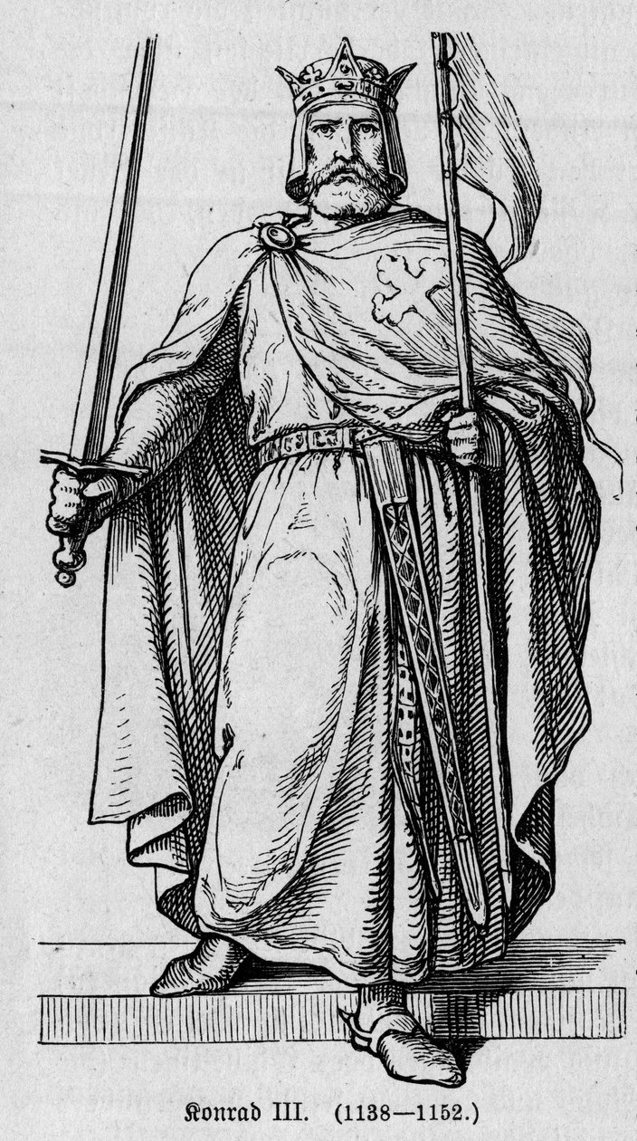III. Konrád portréja – Hohenstaufen (1093-1152), német római császár. Richard Roth „Kaiser, Konig und Papft” című metszete alkotó: German School