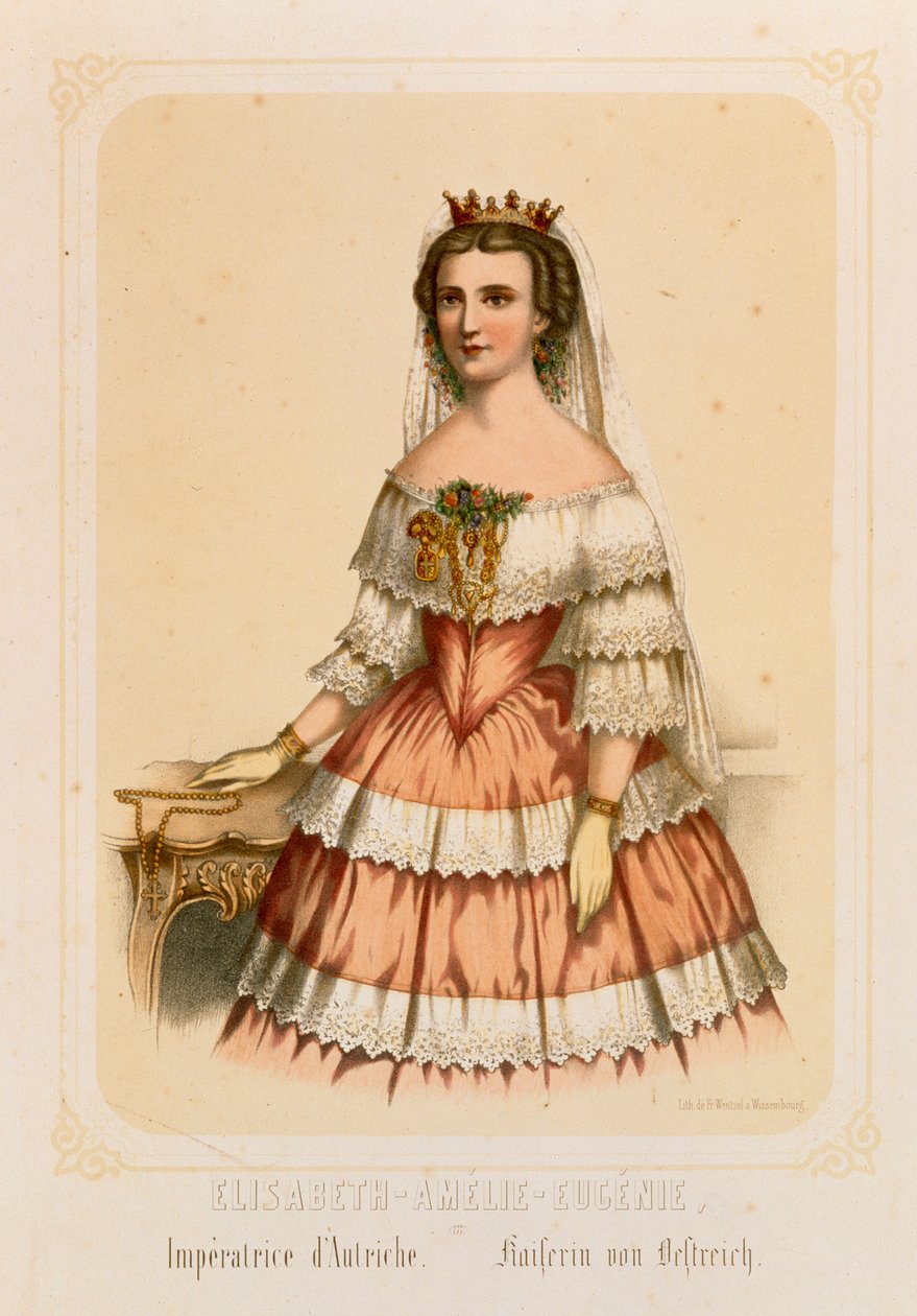 Bajor Erzsébet osztrák császárné portréja, nyomtatta Fr. Wentzel, Wissembourg, 1860 alkotó: German School
