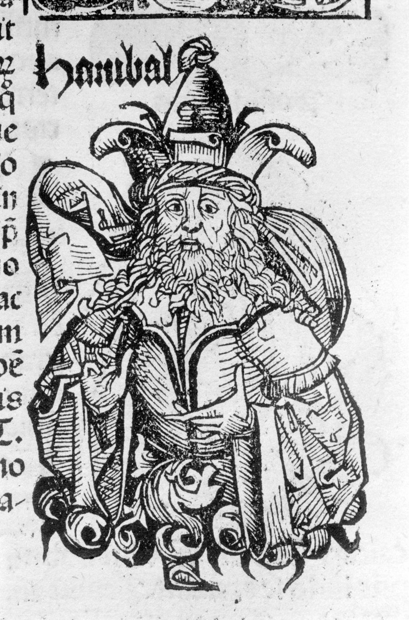 Hannibál vagy Annibál (Kr. e. 247 – ie 183), karthágói tábornok és államférfi portréja – Hartmann Schedel Liber chronicarum-jában, Nürnberg 1497. alkotó: German School
