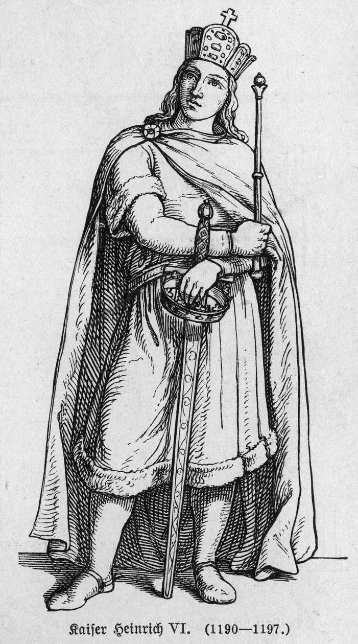 IV. Henrik, Le Severe vagy Le Cruel (1165-1197), német király portréja. Richard Roth „Kaiser, Konig und Papft” című metszete alkotó: German School