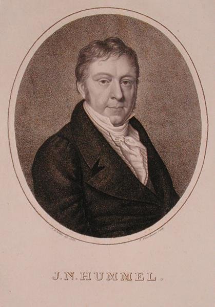 Portrait of Johann Nepomuk Hummel (1778-1837) engraved by F. Fleischmann alkotó: German School