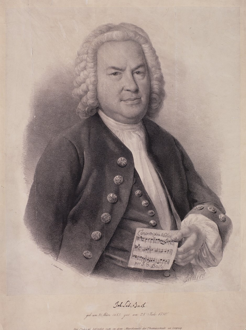 Johann Sebastian Bach (1685-1750) portréja, amelyet F.G. metszett. Schlick, 1840 alkotó: German School