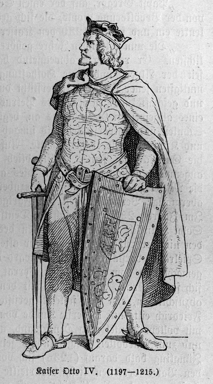 Brunswicki Ottó (1174/1182-1218), német római császár és olasz király portréja. Richard Roth „Kaiser, Konig und Papft” című metszete alkotó: German School