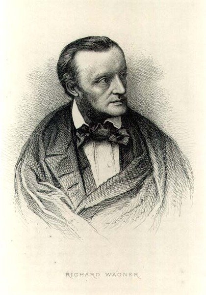 Richard Wagner (1813-83) német zeneszerző portréja (metszet) (f/w fotó) alkotó: German School