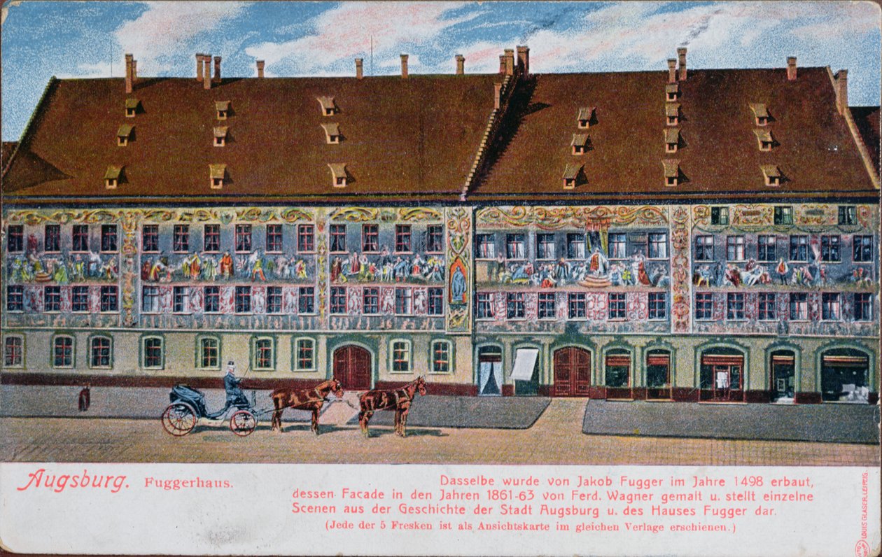 Az augsburgi Fuggerhaust ábrázoló képeslap alkotó: German School