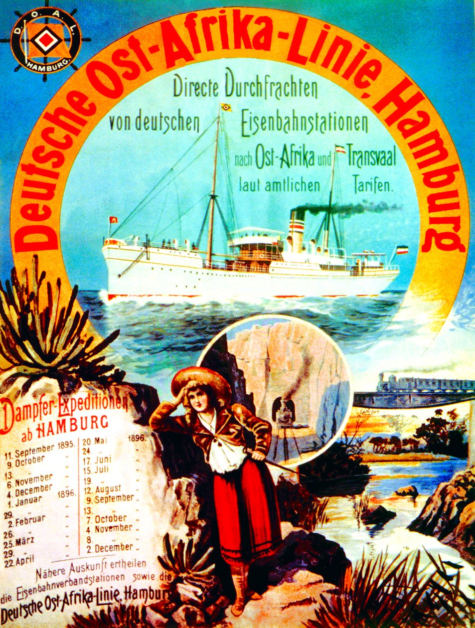 A német kelet-afrikai vonalat hirdető plakát, Hamburg, 1895 alkotó: German School