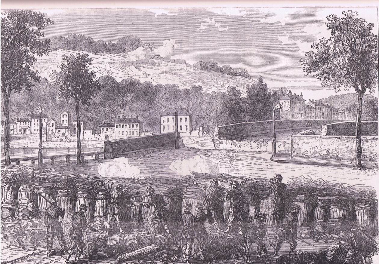 A Sevres-i hidat vezénylő porosz redut, Cassells A Franciaország és Németország közötti háború története, kiadó: Cassell and Company Limited, 1890 körül (litho) alkotó: German School