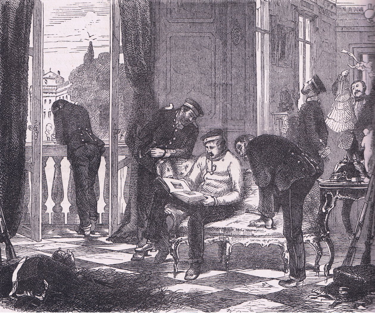 Poroszok egy Párizs melletti villa megszállásában, Cassells: A Franciaország és Németország közötti háború története, a Cassell and Company Limited kiadása, 1890 körül (litho) alkotó: German School