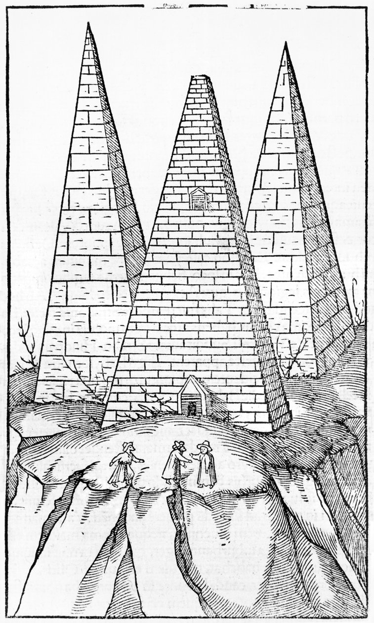 Egyiptom piramisai, Sebastien Munster (1488-1552) Basel Cosmographie Universelle illusztrációja, 1554. alkotó: German School