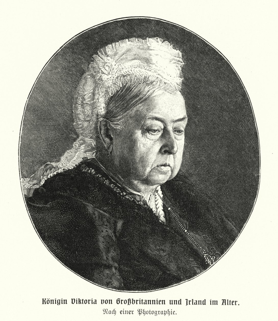 Viktória királynő idős korában (metszet) alkotó: German School