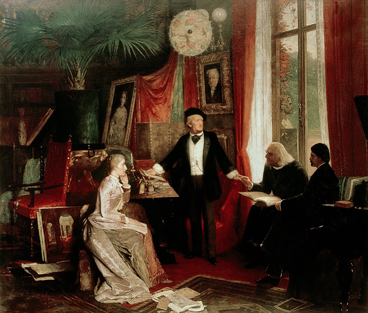 Richard Wagner Liszt Ferenccel és Liszt lányával, Cosimával alkotó: German School