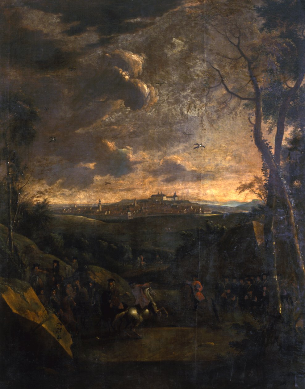 Lovas a Gotha és a Friedenstein-kastély kilátása előtt, 1751-1800 alkotó: German School