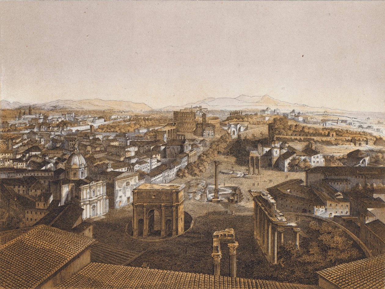 Róma a Capitoliumról (színes litográfia) alkotó: German School