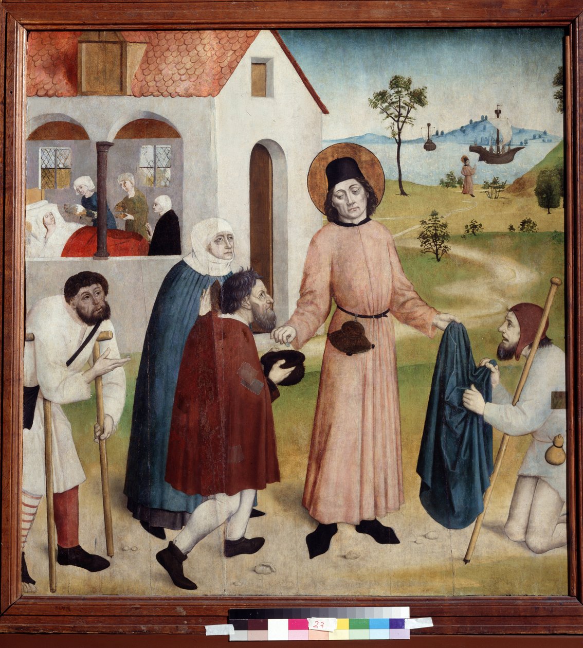 Saint Giles elosztja vagyonát a szegények között alkotó: German School