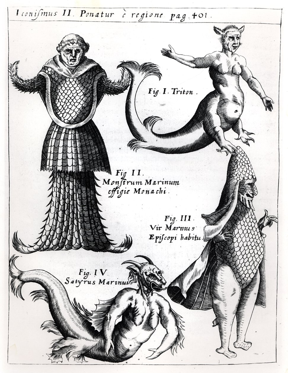 Tengeri szörnyek, illusztráció a Physica Curiosa-ból, Gaspar Schott S.J. (1608-66), megjelent Wuerzburg 1662-ben alkotó: German School