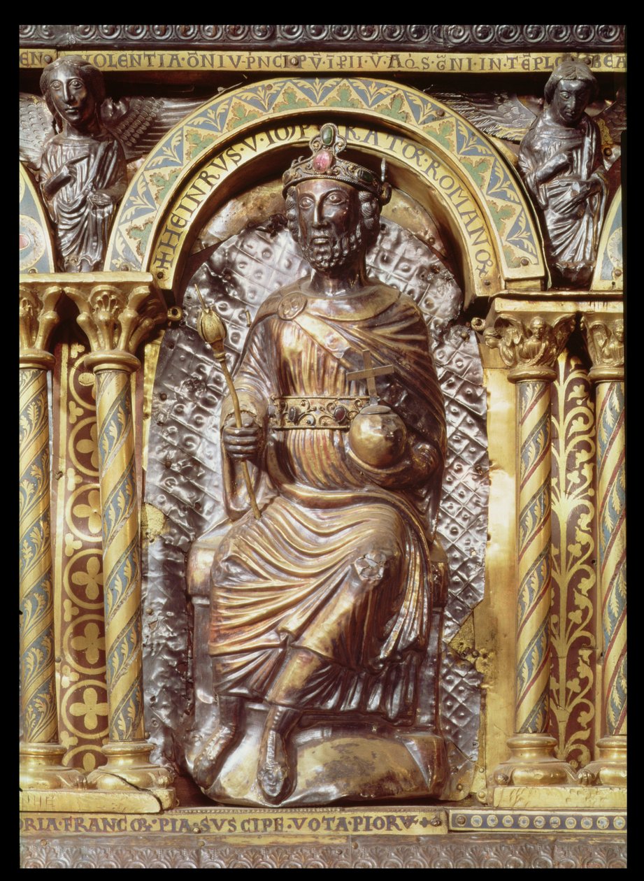Nagy Károly császár (742-814) szentélye, IV. Henrik (1050-1106) részlete 1215 (arany és champleve zománc) alkotó: German School