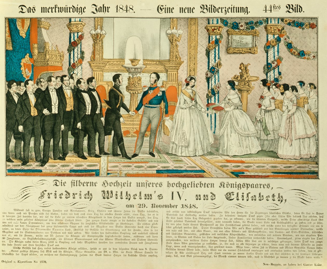 IV. Frigyes Vilmos porosz és felesége, Elizabeth Ludovika bajor házassági évfordulója, 1848 (színes litó) alkotó: German School