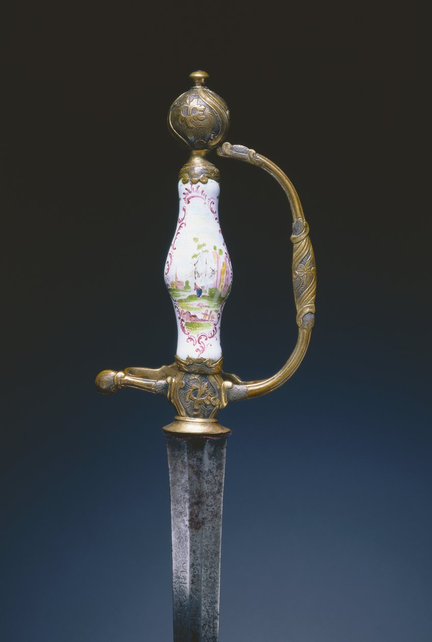 Kis kard, 1770 körül (acél, aranyozott sárgaréz és porcelán) alkotó: German School