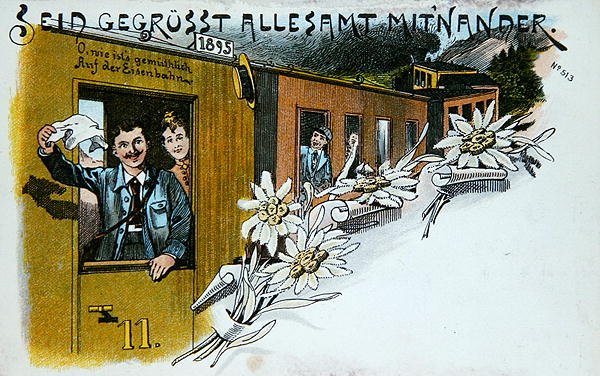 Szuvenír üdvözlőlap, 1900 körül (színes litó) alkotó: German School