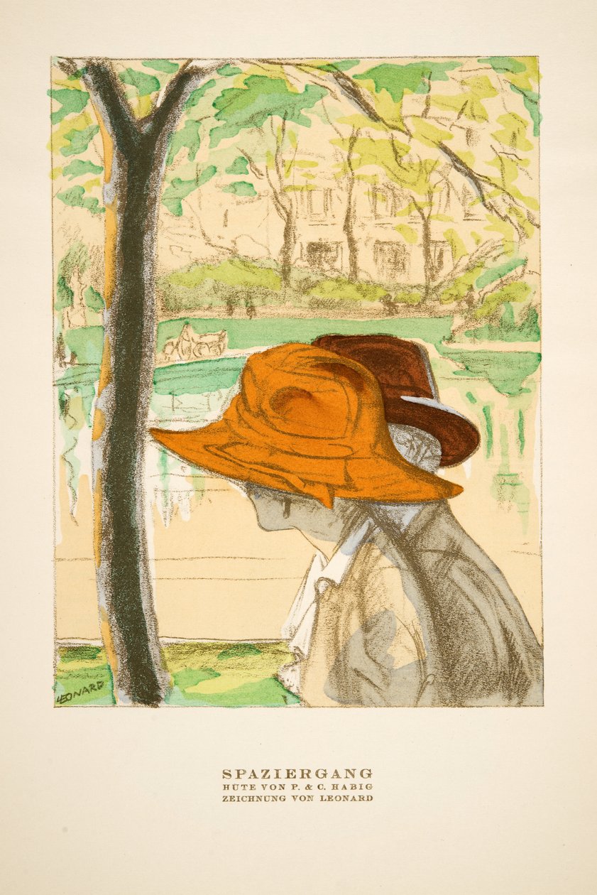 "Spaziergang", P  C Habig kalapok reklámja, Styl, 1922-es kiadás (pochoir nyomtatás) alkotó: German School