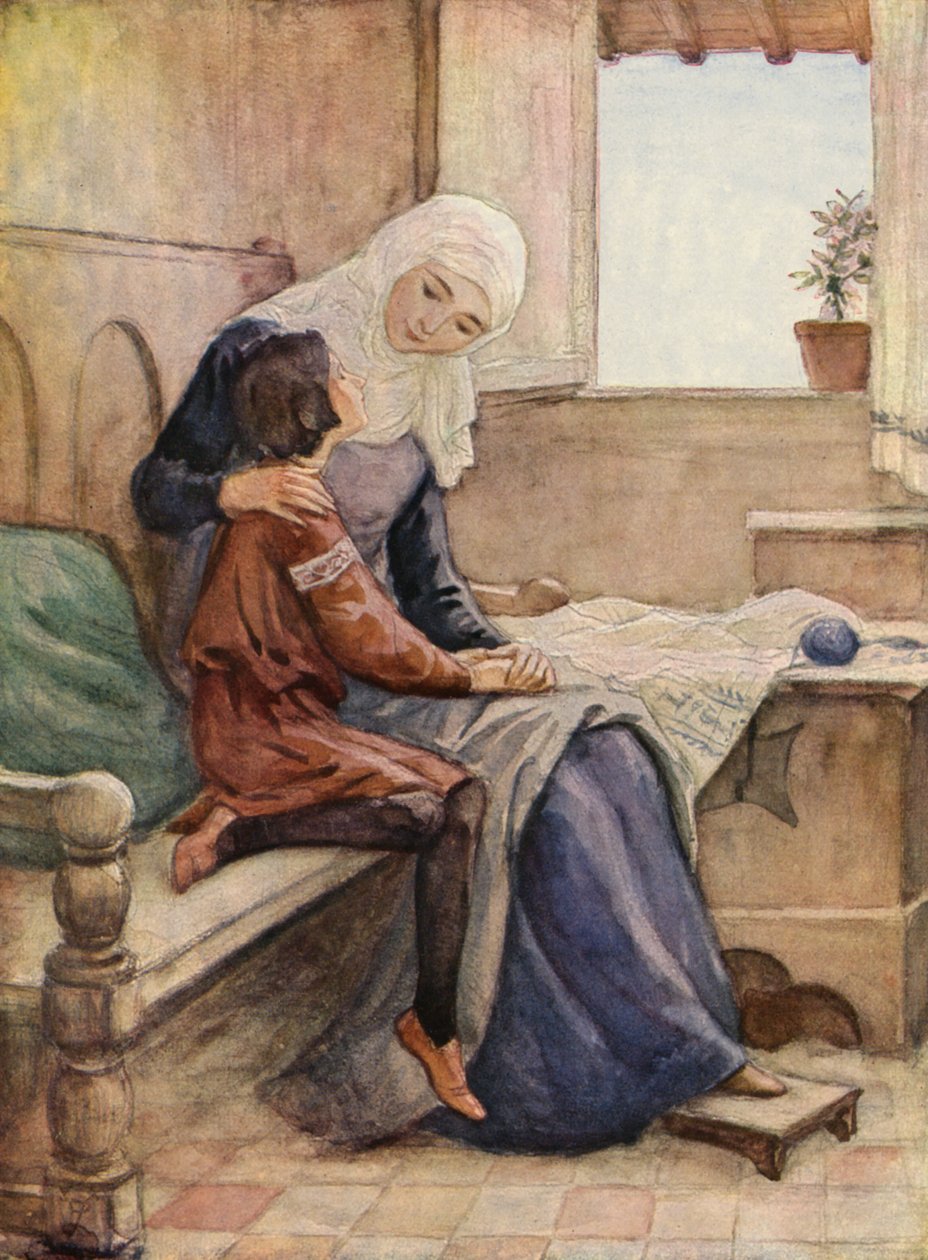 Szent Ferenc és édesanyja (színes litográfia) alkotó: German School